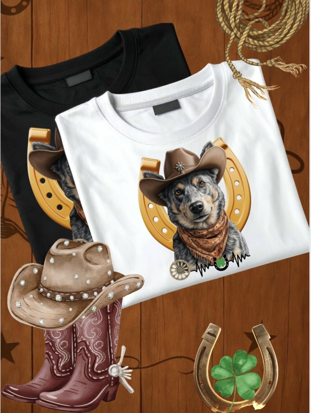 Luxury Cowboy Blue Heeler Golden Horseshoe Graphic Tee